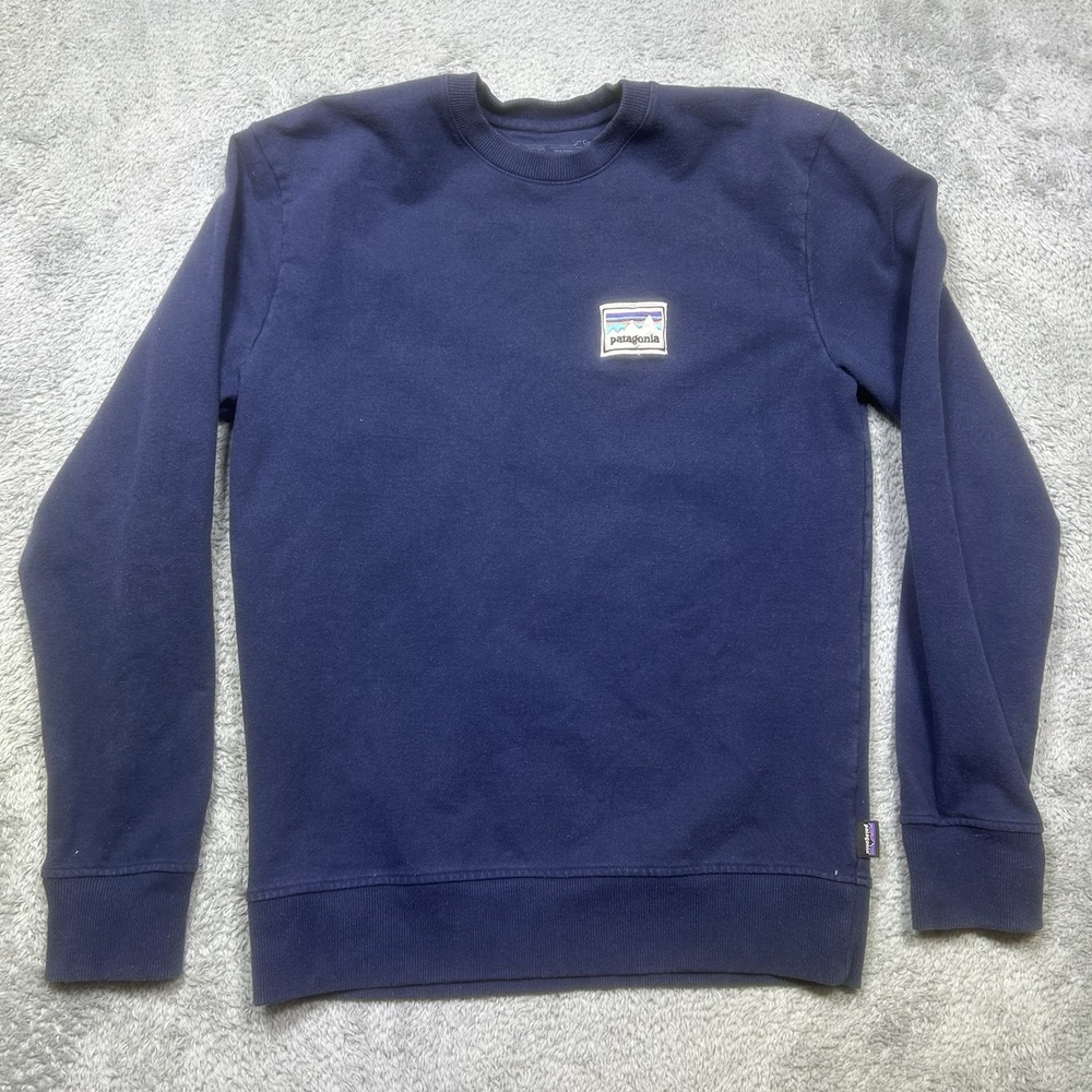 Patagonia Sweater Mens S Blue Uprisal Crew Sweatshirt Shop Sticker Patch Outdoor